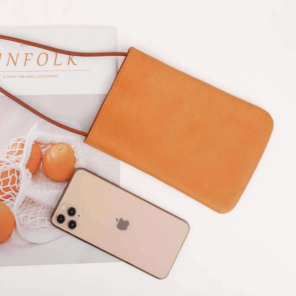 Genuine Leather Women's Mini Crossbody Cell Phone Bag - Simple, Solid Color, Versatile Shoulder Handbag for Outdoor Fashion