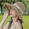 Women Spring Summer Wide Brim Flower Solid Color Sun Hats Outdoor Breathable Foldable Beach Sunscreen Hats