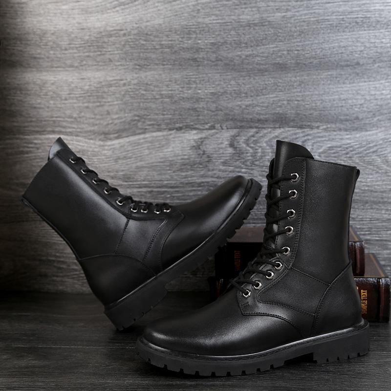 Модные классические мотоциклетные ботинки мужские из натуральной кожи высокого качества, высокие теплые плюшевые меховые зимние ботинки для отдыха и прогулок