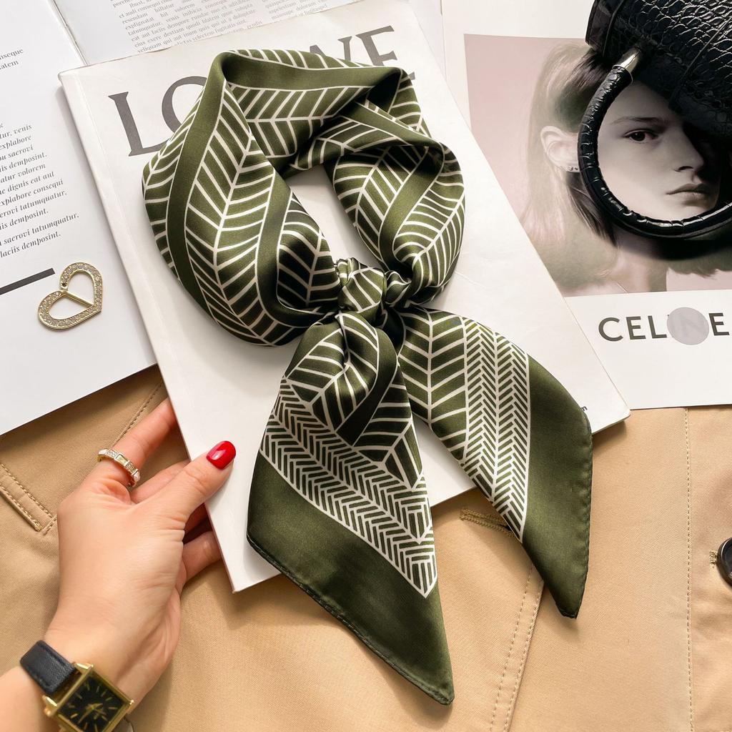 Brand Floral Print Silk Square Scarf Women Soft Satin Kerchief Hairband Neckerchief Head Hijab Lady Headband Foulard Bag Ribbon