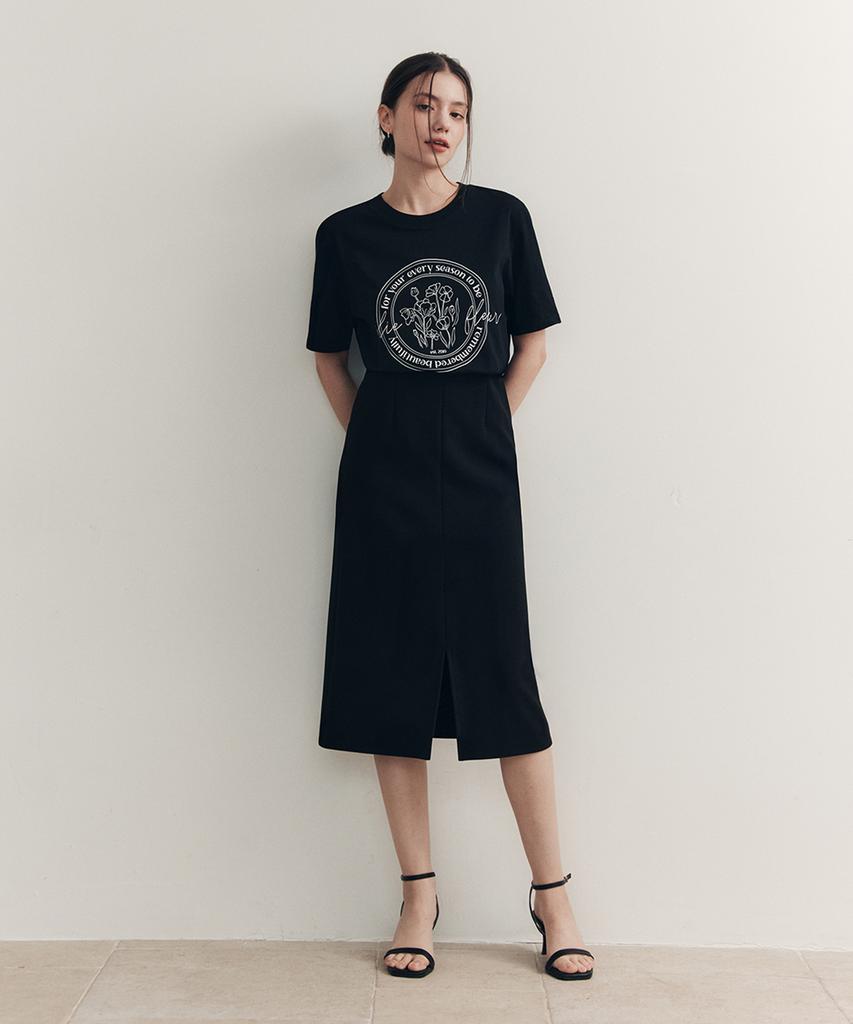 Zero Street [2 Colors] Slit H-Line Skirt