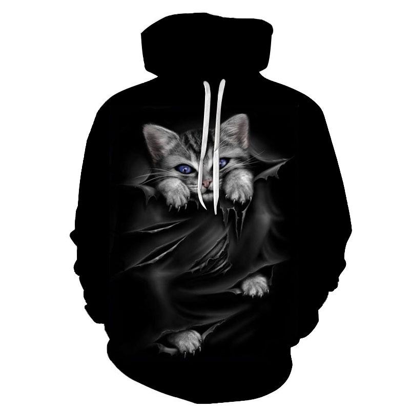 Женский и мужской пуловер с волком, верхняя одежда, 3D цифровая печать, толстовка с капюшоном для пар, толстовка с капюшоном и длинными рукавами в виде животных, свободные карманные повседневные пуловеры