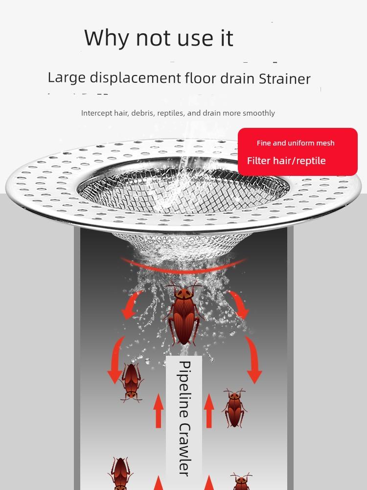 Stainless Steel Floor Drain Cover Odor Preventer Sewer Toilet Insect-Proof Closure Handy Gadget Bathroom Hair Strainer