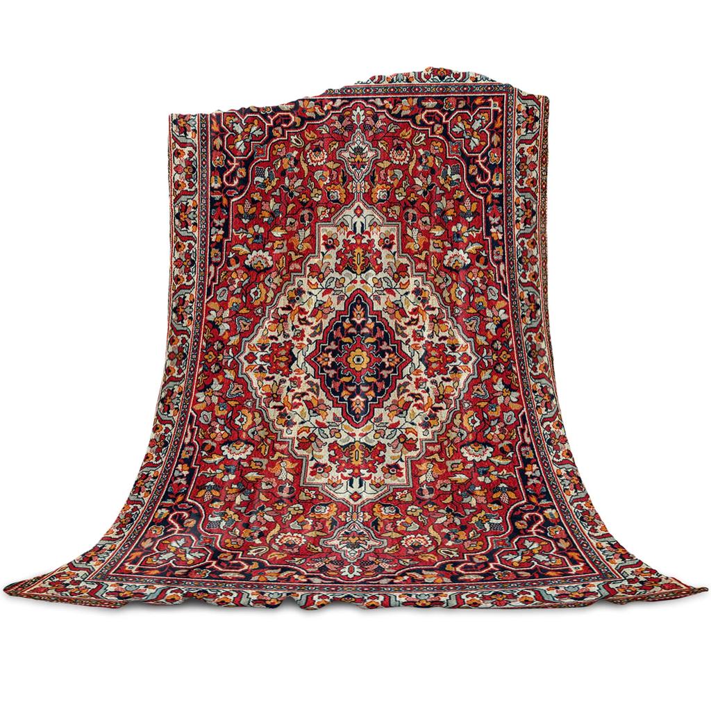 Зимнее теплое мягкое плюшевое одеяло - Винтажный индийский богемный цветочный дизайн для дивана-кровати, Приятные праздничные подарки