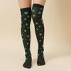 Женские шелковые чулки ко Дню Святого Патрика, зеленые чулки, высокие носки для вечеринок, носки-капли для студенческого молодежного мероприятия