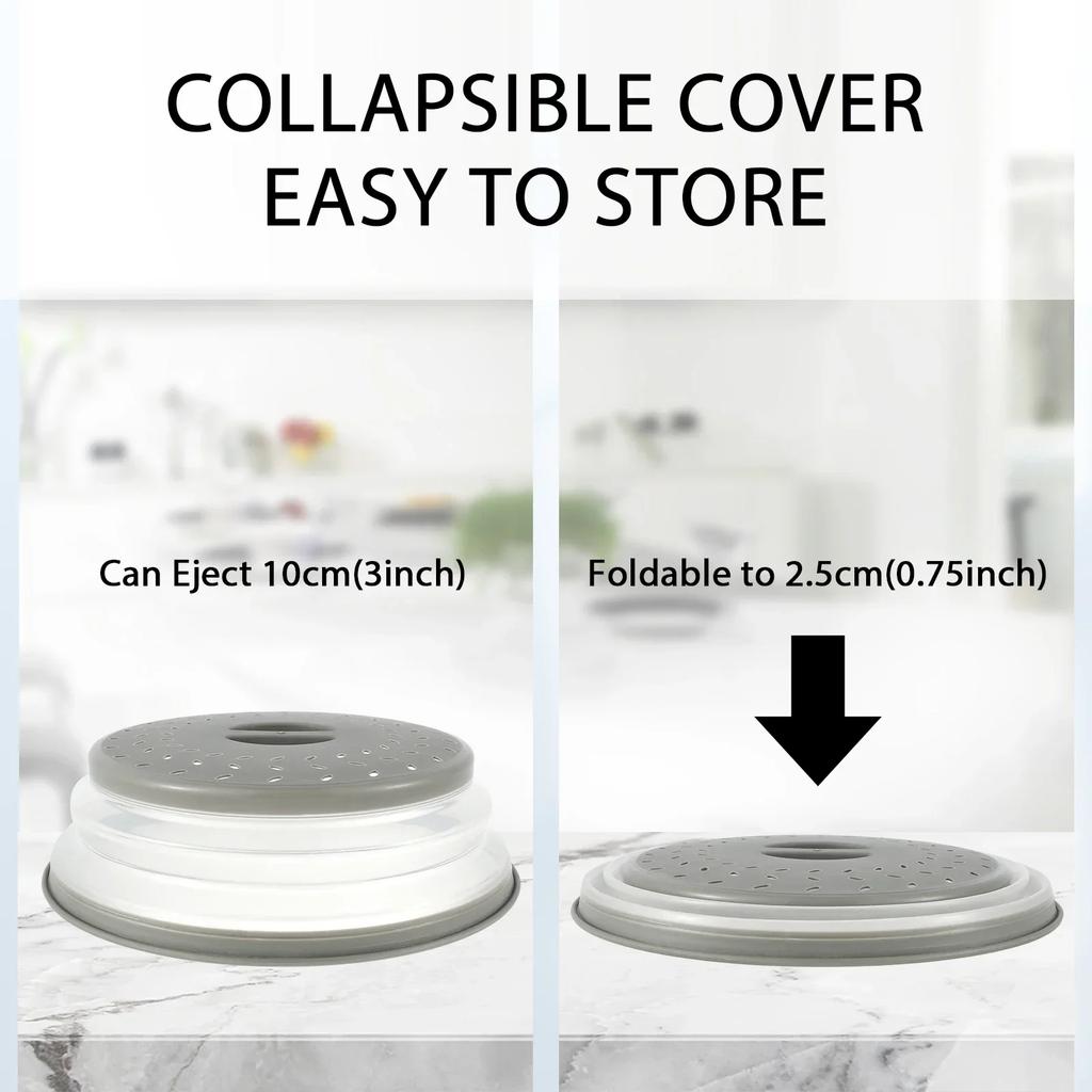 Microwave Splatter Cover Collapsible Food Plate Cover Drainer Basket Microwave Heating Splash-proof Cover Kitchen Cooking Lid