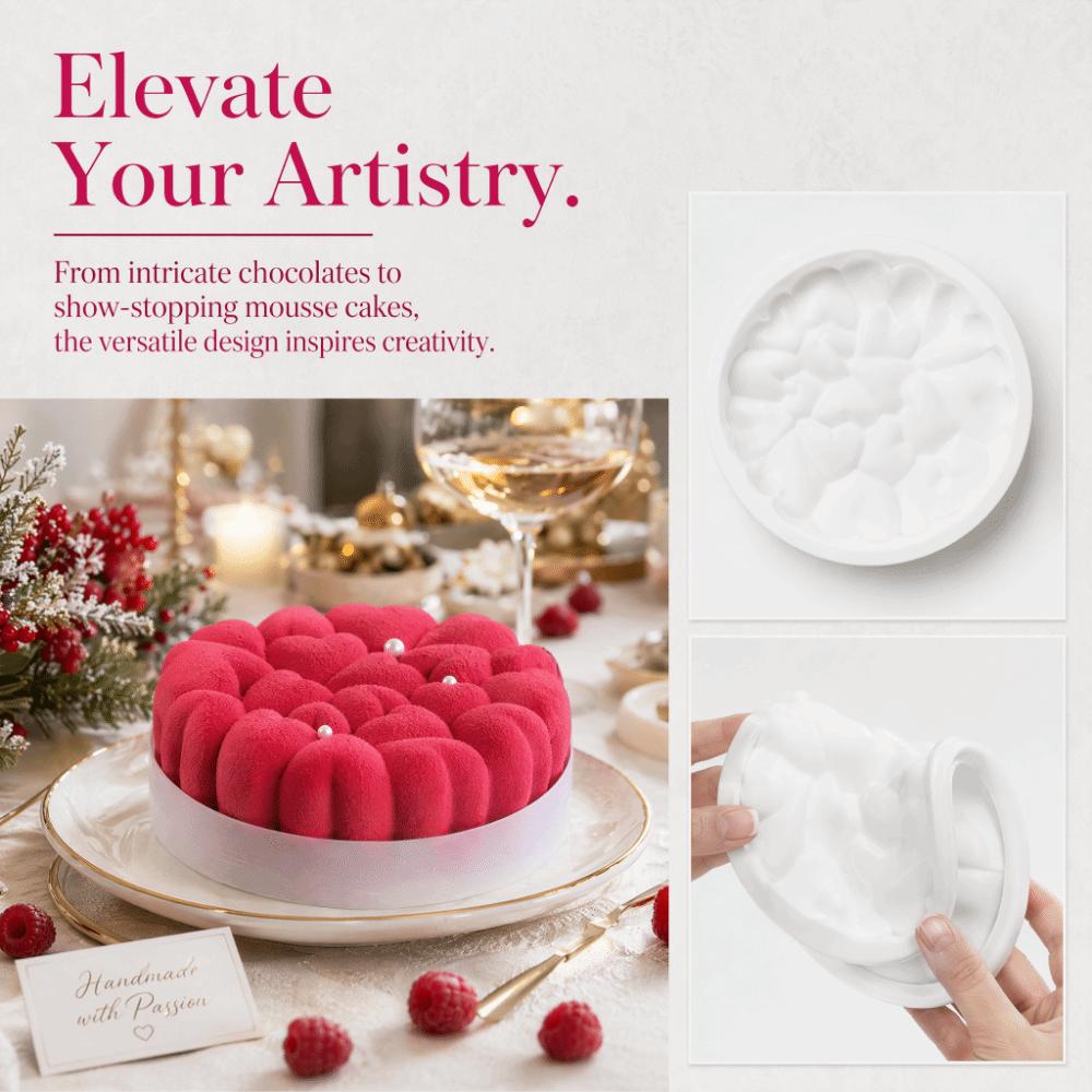Embossed Heart Pattern Silicone Baking Mold Non Stick Surface Dessert Mold Cake Pan Home Kitchen