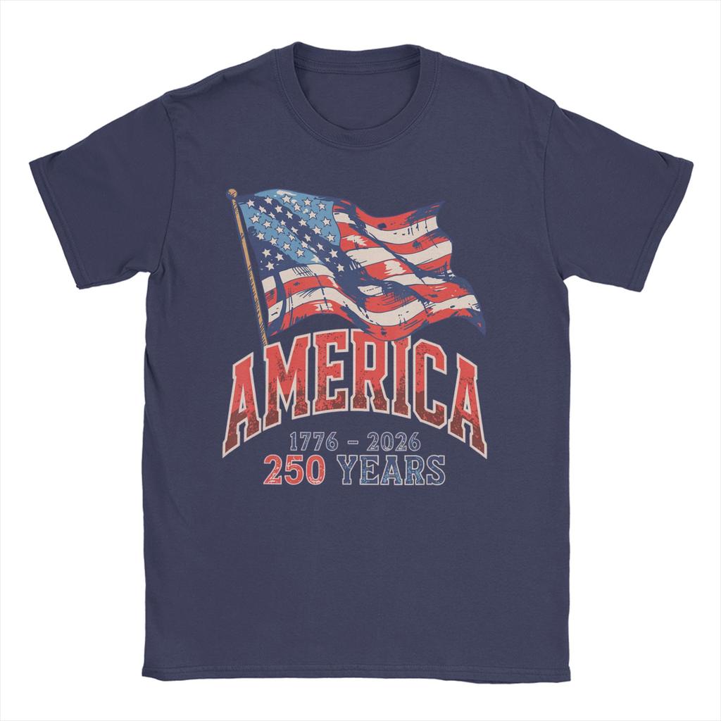 Anniversary USA Cotton TShirt For Unisexs Summer Streetwear T Shirts Crewneck Novelty Tee Shirt Oversized Design Tops