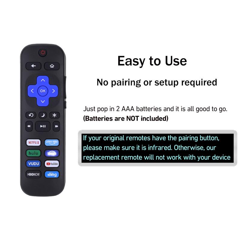 Universal Remote Control for Roku TV Infrared Controller for TCL /Hisense /Insignia /Element/Westinghouse /Hitachi with 8 Hot Keys