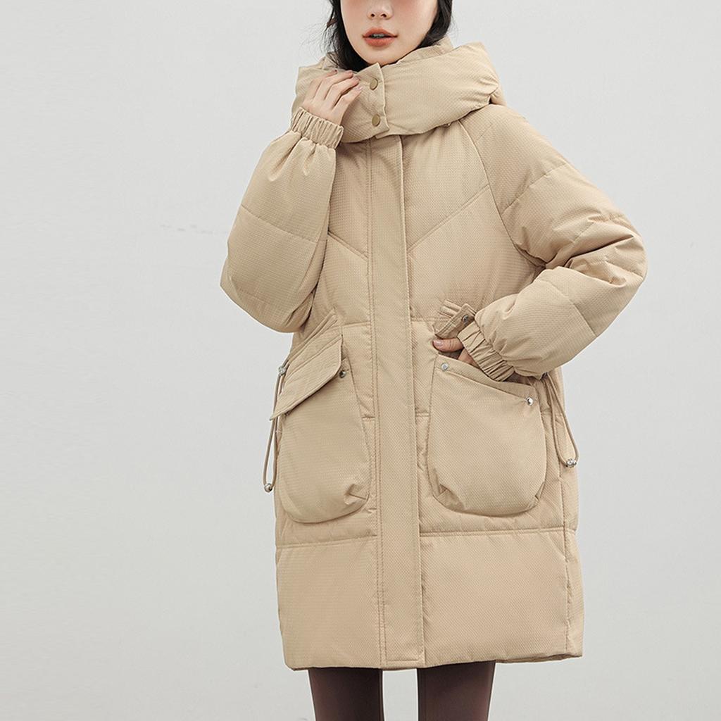 Girls' Thickened Medium-Length Loose Fashion Large-Size Hooded Comfortable Quilted Cotton-padded Jacket