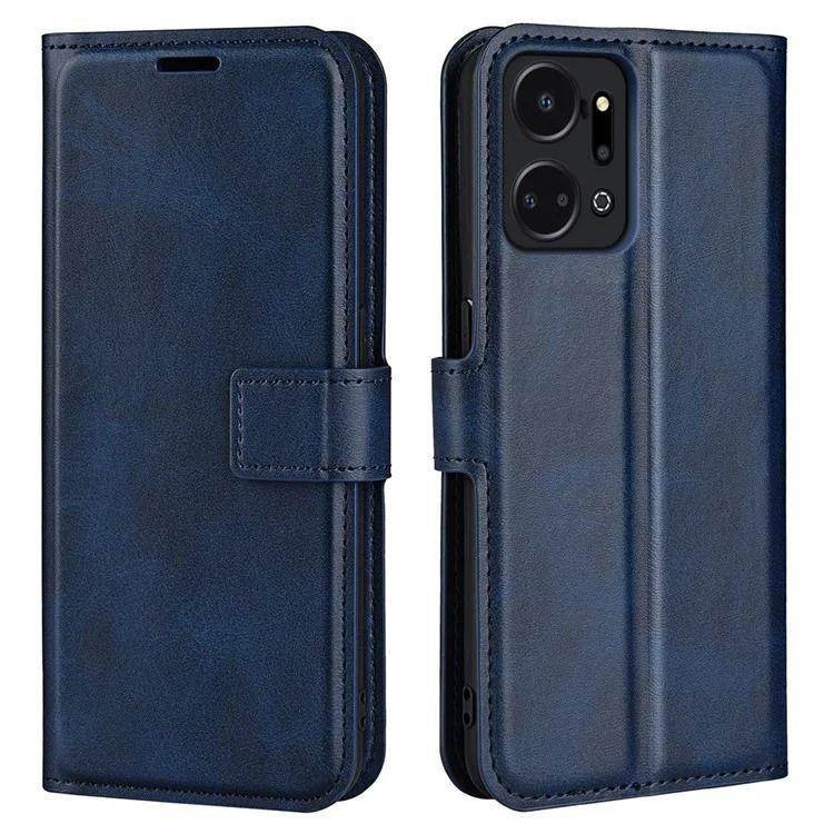 Cell Phone Case For Honor X7a 4G Wallet Square Magnetic Clasp Calf Texture Stand Phone Cover