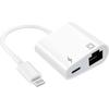 Адаптер Lightning на Ethernet, [совместим с сертификацией Apple Mfi] 2-в-1 Сетевой адаптер Ethernet LAN RJ45 с портом для зарядки, Plug and Play, Поддержка