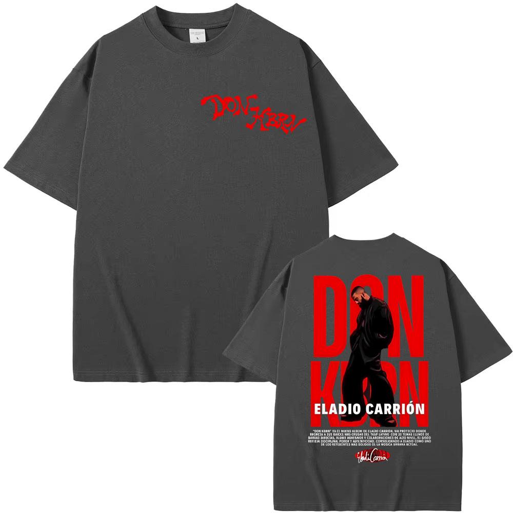 Rapper Eladio Carrion Don Kbrn Album 2025 Tour Print T Shirts Men's Clothing Hip Hop Oversized T-shirt High Quality Cozy T Shirt