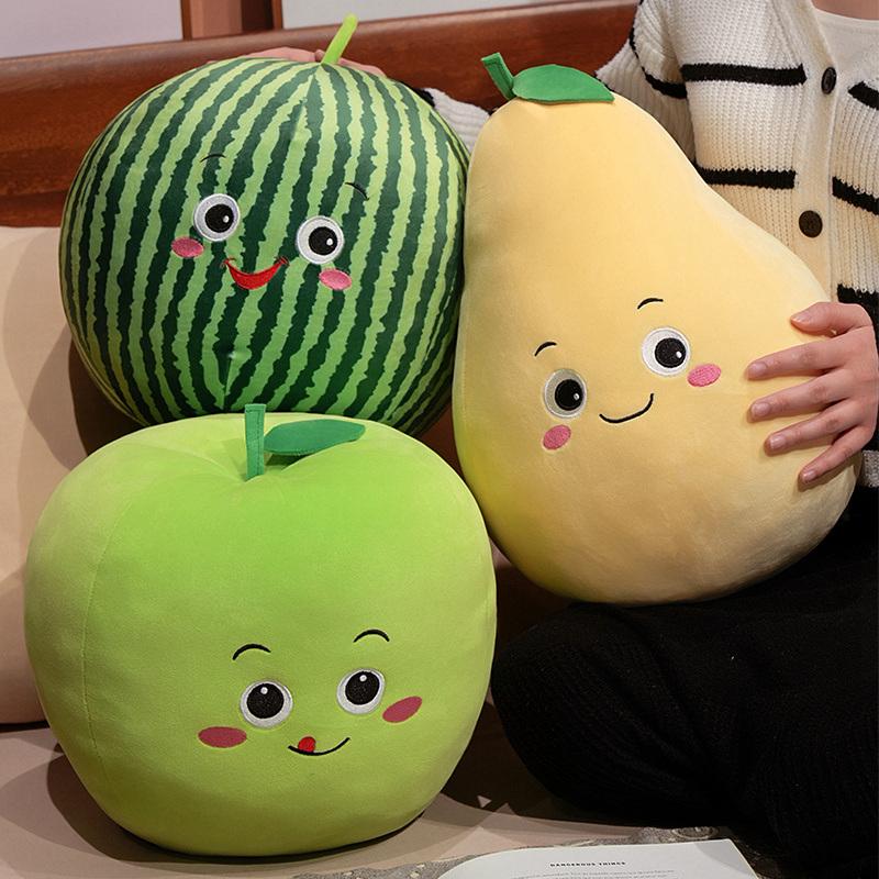 Имитация Фрукты Плюшевая Игрушка Мягкая Набивная Арбуз Клубника Апельсин Груша Авокадо Яблоко Подушка Мягкая Кукла Еда Детский Подарок на День Рождения