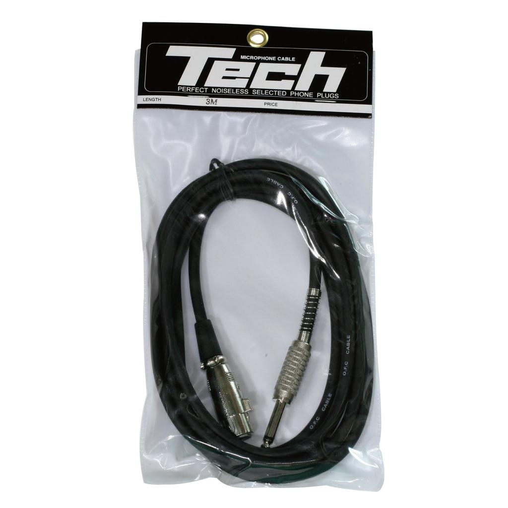 TECH TMC-3 3m XLR (Female) To Phone (Male) Microphone Cable, Black