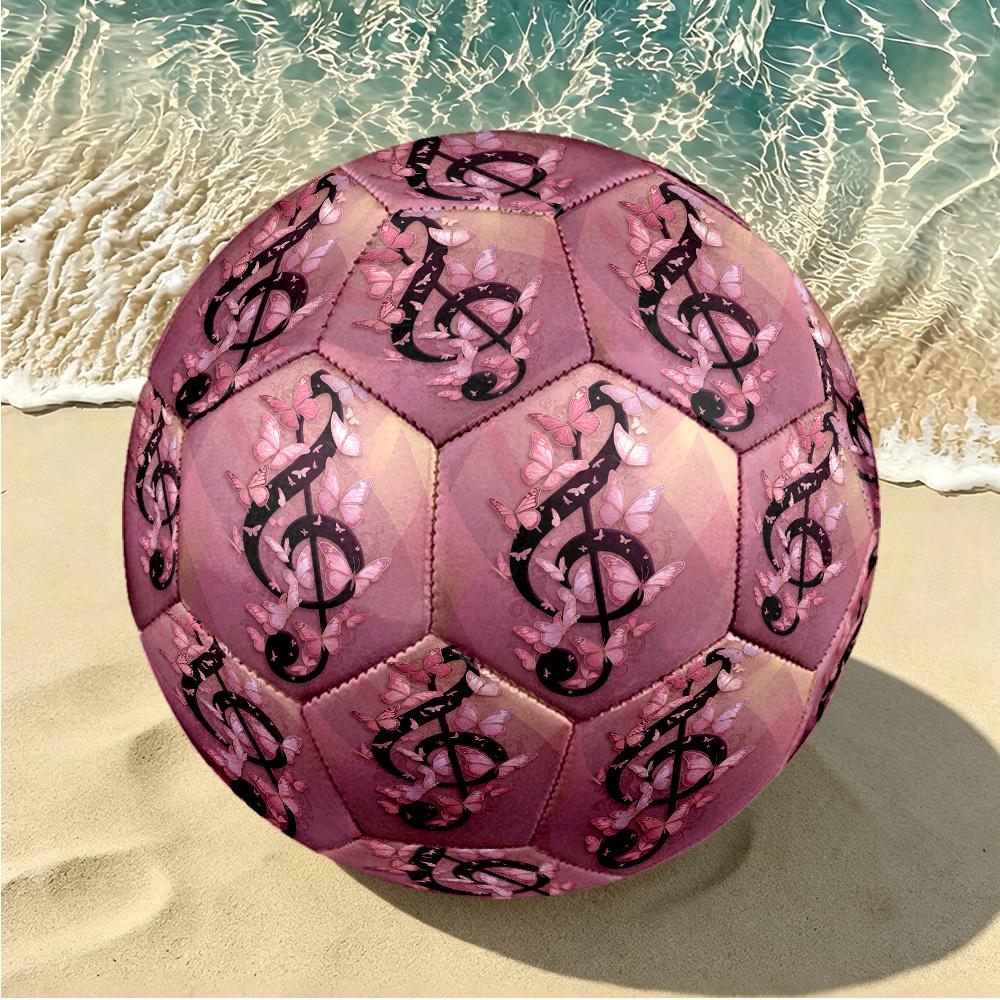 1pc Butterfly Music Note Standard Size 5 Wear Resistant Football, Indoor Outdoor Soccer Ball for School Park Grass Training & Daily zq71011