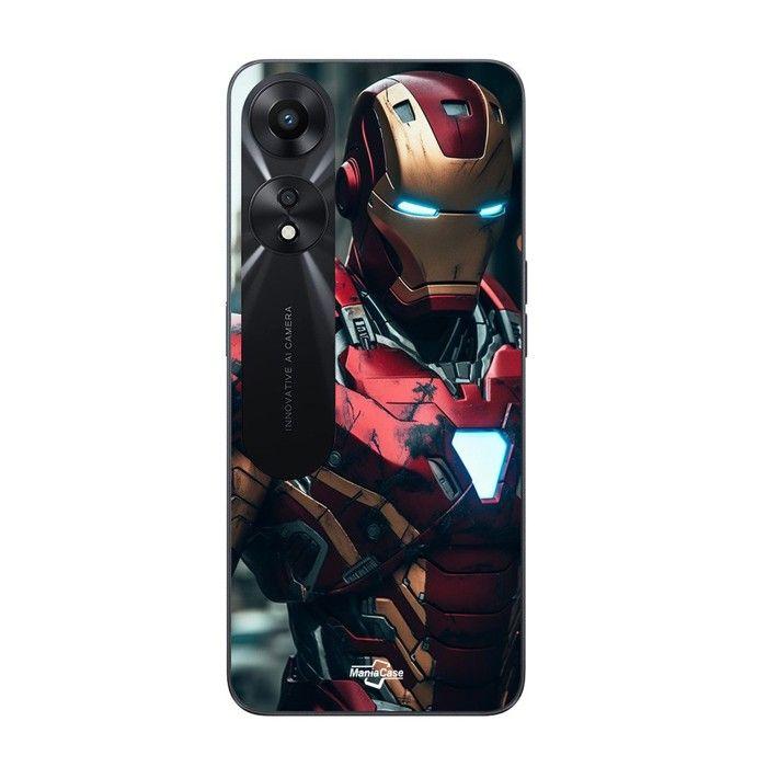 Coque de téléphone - MANIACASE - Oppo A78 5G - Silicone TPU - Noir - Iron Man combat