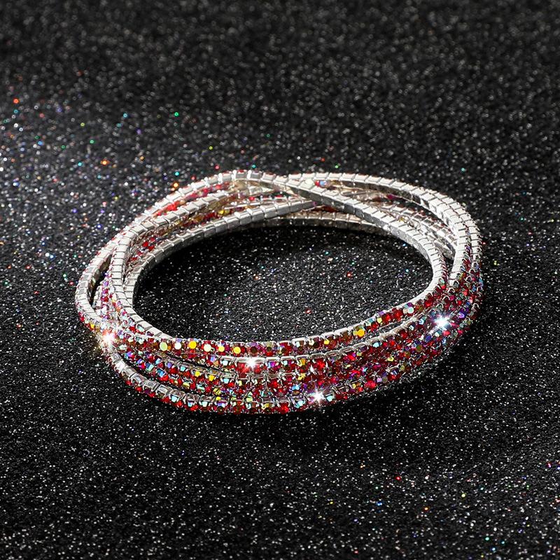 5Pcs/Lot Elastic Crystal Bracelets 2mm Charming Gold Color Crystal Rhinestones Metal Bangle Bracelet Jewelry DIY Gift