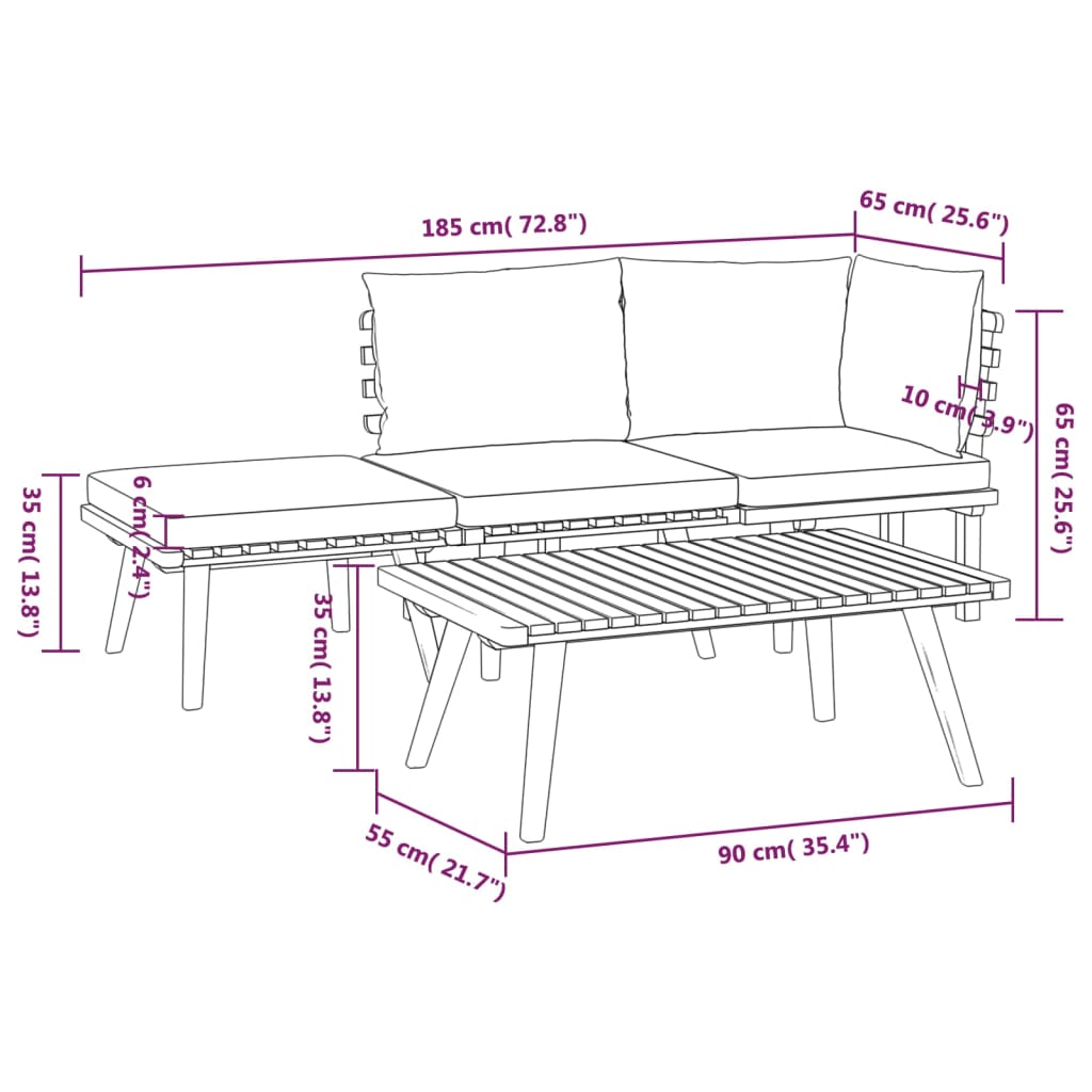 4 piece garden lounge set with cushions solid acacia wood