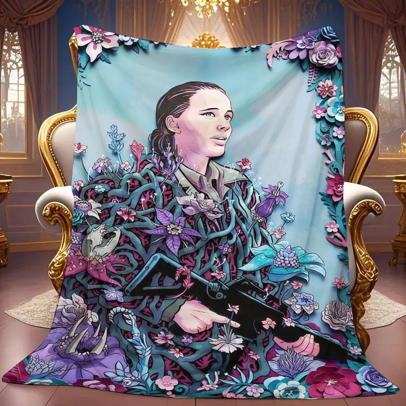 1Pc Mutatedcreatures Print Flannel Blanket, High quality Comfortable for All Seasons, Warmth and Comfort, Perfect for Christmas Gifts