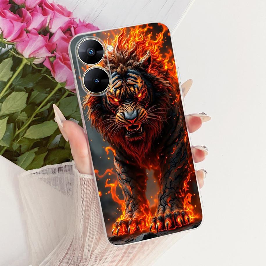 For Realme V30 V30T 5G Case RMX3619 RMX3618 Cool Cartoon Cat Soft Silicone Protective Back Cover For RealmeV30 RealmeV30T Bumper