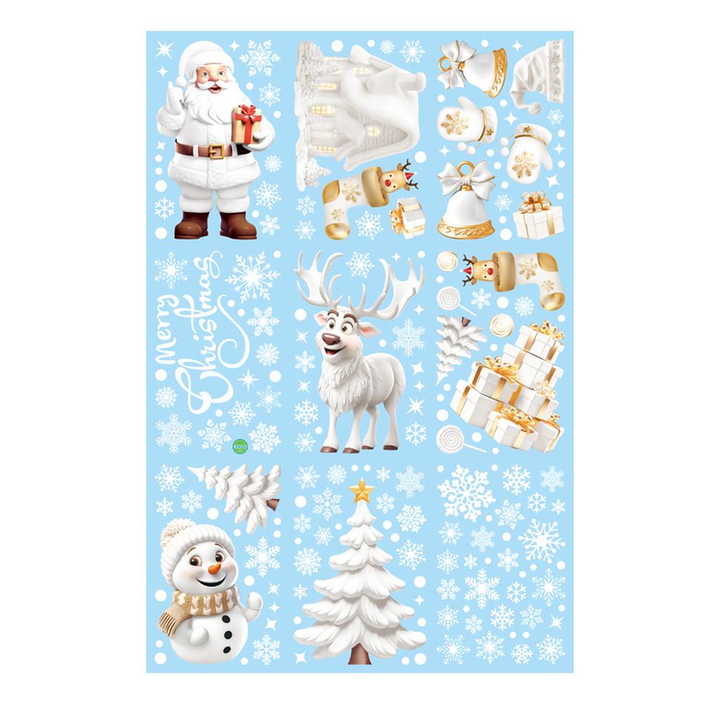 190PCS Christmas Window Clings, Reusable Double Sided Static Christmas Decor Decals, Snowflake Santa Reindeer Christmas Window Stickers For Holiday