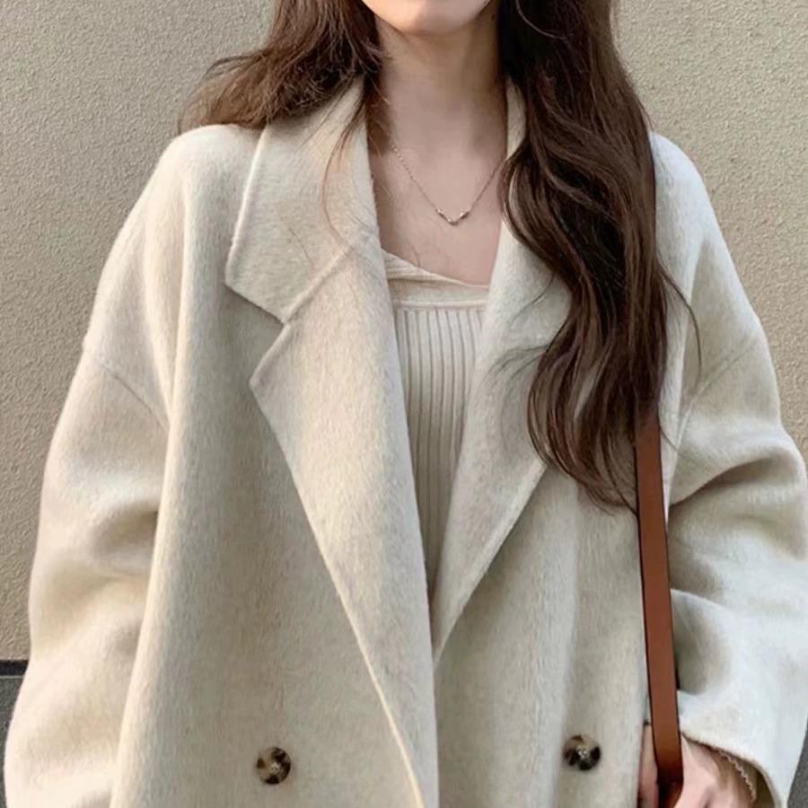 Осеннее и зимнее женское двустороннее кашемировое пальто, длинная часть, элегантный темперамент