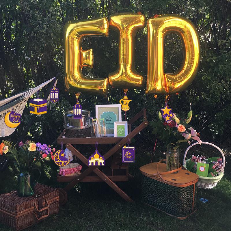 10 шт. тематических картонных бумажных украшений на тему Ид Мубарак, подвесные украшения в форме полумесяца и звезды на Рамадан Карим, праздничные украшения, принадлежности для счастливого Ида