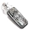 Black Rutile Gemstone 925 Sterling Silver Gift Jewelry Pendant 2.25"