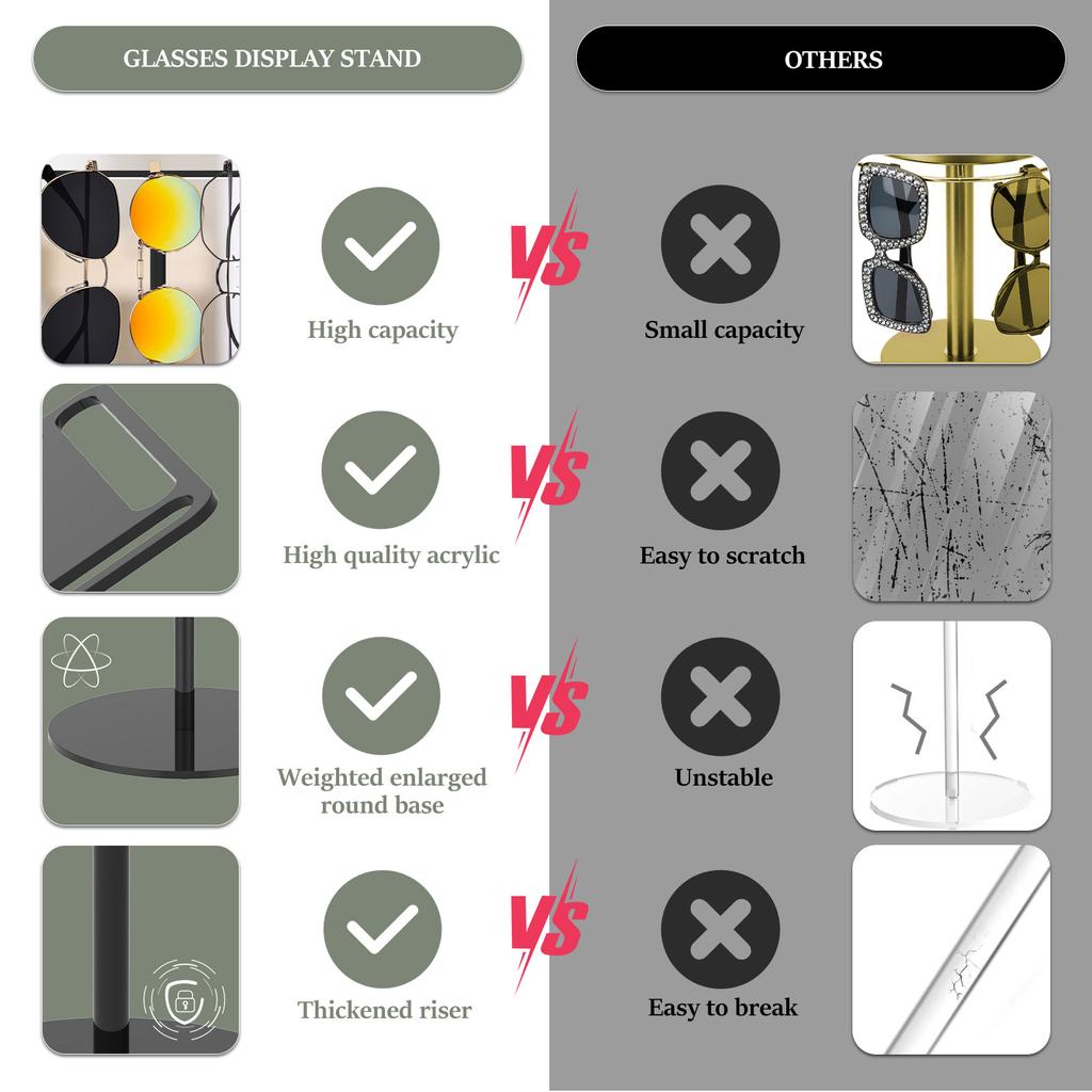 1/2-слойная вращающаяся на 360° подставка для солнцезащитных очков, акриловый прозрачный органайзер для очков, настольная стойка для 12/24 очков