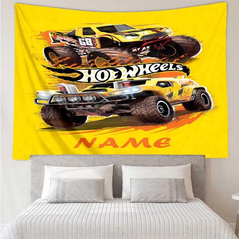 Custom Name Truck Print Tapestry, Backdrop, Easy Setup, Ideal for Bedroom, Office & Living Room, with Aesthetic Wall Hanging Decor.