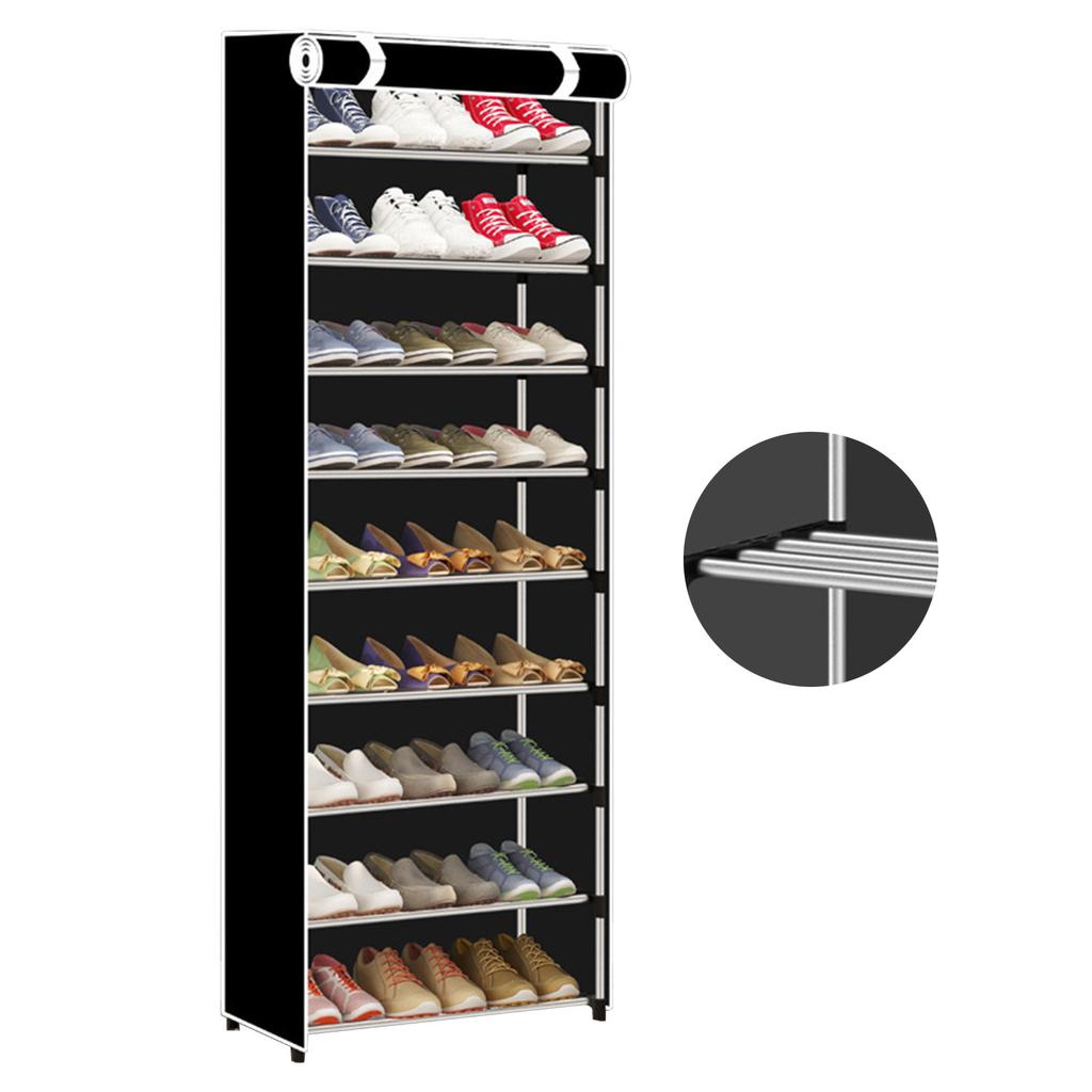 Tall Shoe Rack 10 Tier Large Capacity Dust Prevention Metal Structure Shoe Storage Cabinet with
