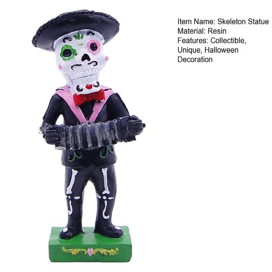 Черная статуэтка скелета группы мариачи Хэллоуин День мертвых фигурка черепа смола коллекционная народный музыкант игроки украшение для домашнего декора