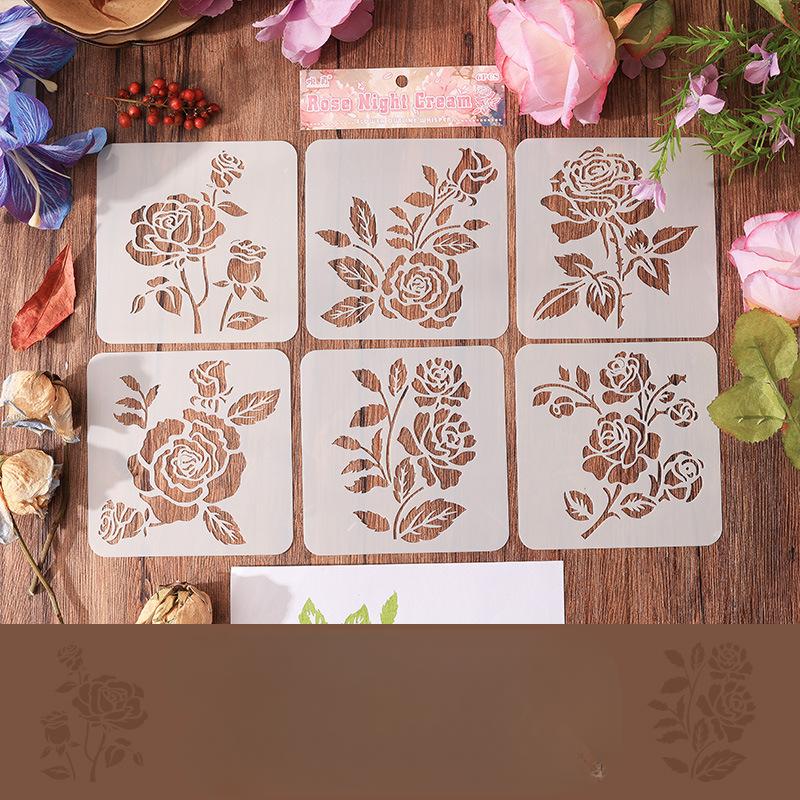 6 шт./набор цветочных трафаретов-бабочек для настенного скрапбукинга, небольшой креативный дизайн, декор своими руками, трафареты для живописи и декора