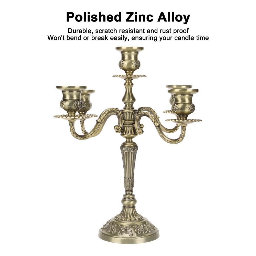 14.17 Inch Tall Metal Candelabra Bronze Candlestick Holder Church Decoration