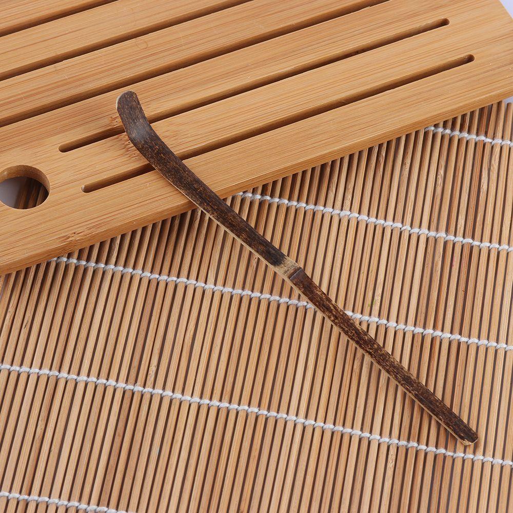 Teaware Guide Spice Gadget Handmade Leaf Spatula Black Bamboo Wood Matcha Spoon Tea Sticks