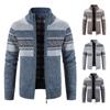 Color Matching Jacket Men'S Knitted Sweater Loose Fleece Thickened Sweater Seasonal Fleece Casual Trendy Coat Men