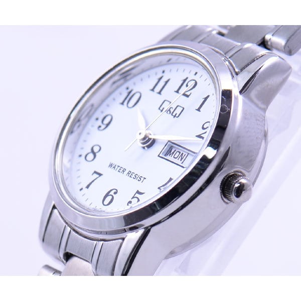 Citizen Женщины A207-204 ( Смотреть Q&Q Day-Date) Круглые часы серебряные аналоговые
