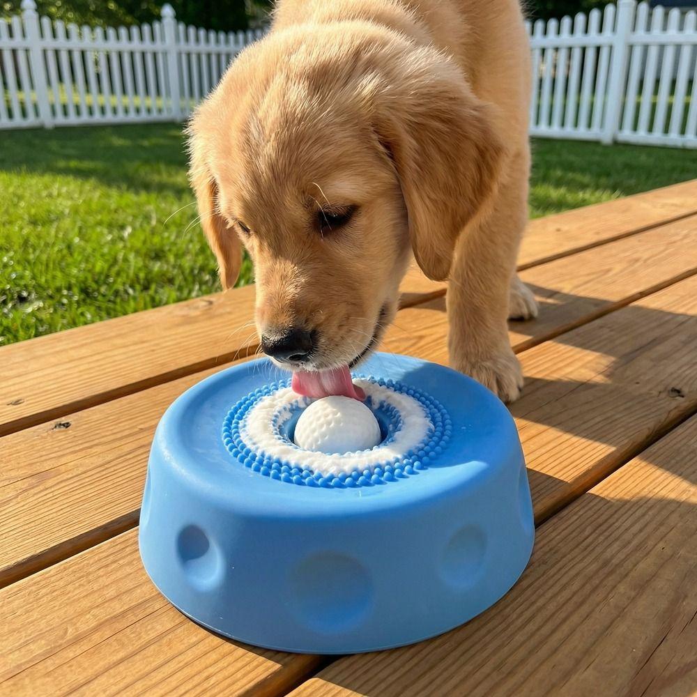 Rolling Ball Dog Licking Bowl Anti-slip Pet Slow Feeder Portable Pet Feeding Bowl Wet Snack