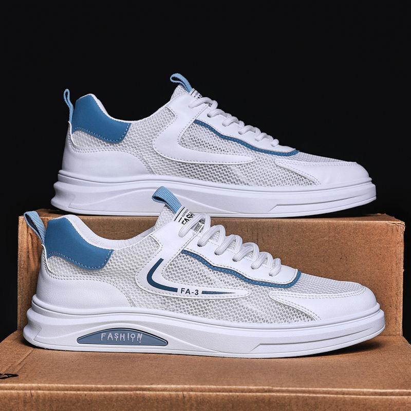 Мужская обувь лето новая дышащая круглый носок полая сетка спортивная обувь повседневная и удобная обувь для бега мужские маленькие белые кеды