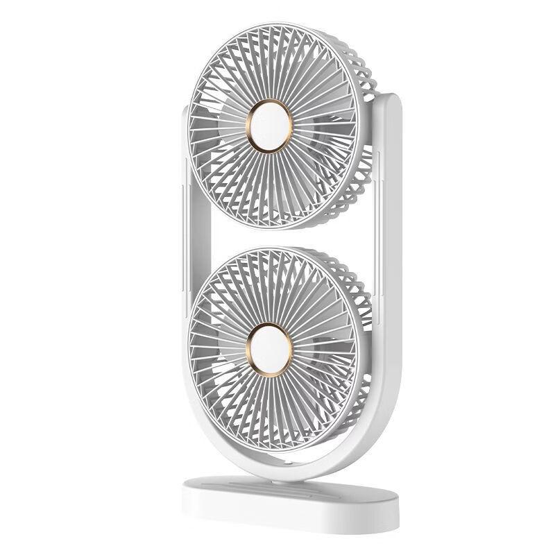 OLOEY Dual-Head Portable Fan with LED Light