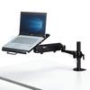 Sanwa Direct Подставка-кронштейн для ноутбука с газовым лифтом, регулируемая по высоте и углу, с держателем для кабеля, грузоподъемность 3 кг, рычаг, давление, регулировка, зажим, движение, в комплекте, (100-NPC006)
