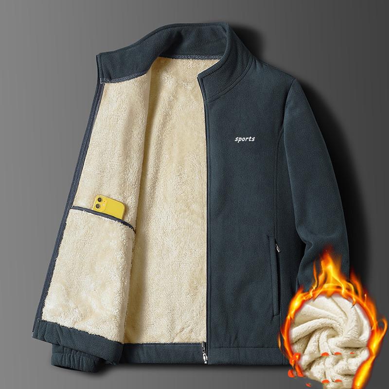 Мужская теплая куртка среднего слоя из овечьего флиса, зимняя флисовая толстая куртка