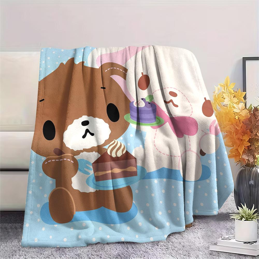 Honey Bonnie Print Flannel Blanket, High quality Comfortable for All Seasons, Home Decor, Warmth and Comfort