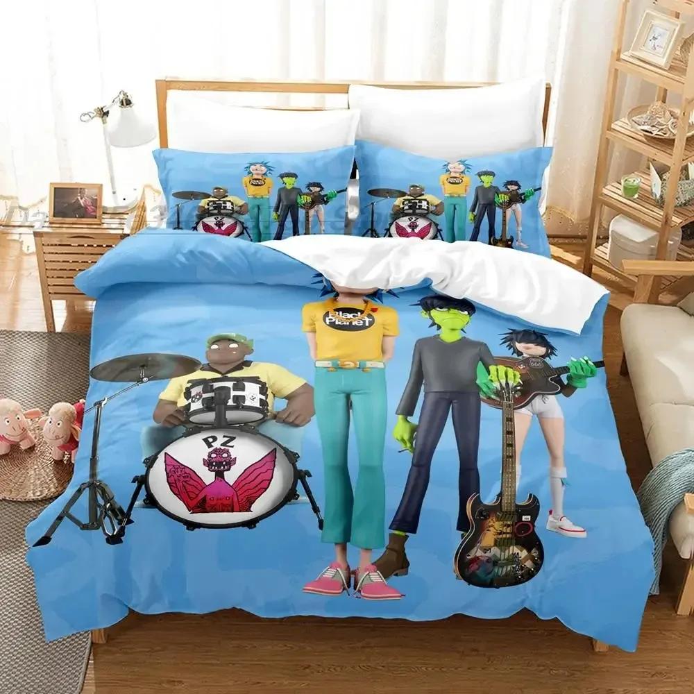 Комплект постельного белья Gorillaz Односпальный Полуторный Двуспальный Кинг-сайз Комплект для кровати Взрослый Детский Спальня Комплекты пододеяльников 3D-принт Игровой комплект простыней