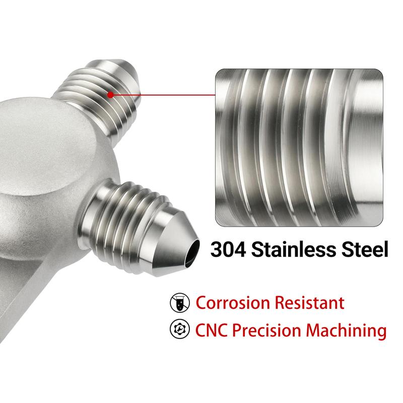 AN3 To AN3 Brake Hose T Adapter Male Brake Tee Block Stainless Steel Brake Fitting Female Universal Motorcycle Brake Hose End