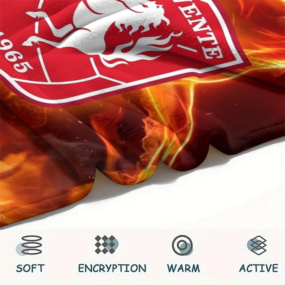 1PC Twente FC Print Flannel Blanket, High quality Comfortable for All Seasons, Home Decor, Warmth and Comfort, Perfect for Christmas Gifts