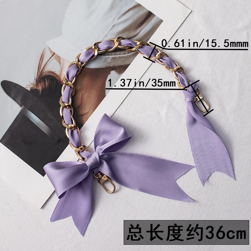 35cm DIY Bag Chain with Silk Scarf Metal Hand Chain Bow Decorative Chain Strap Transformation for Hand Carry Bags