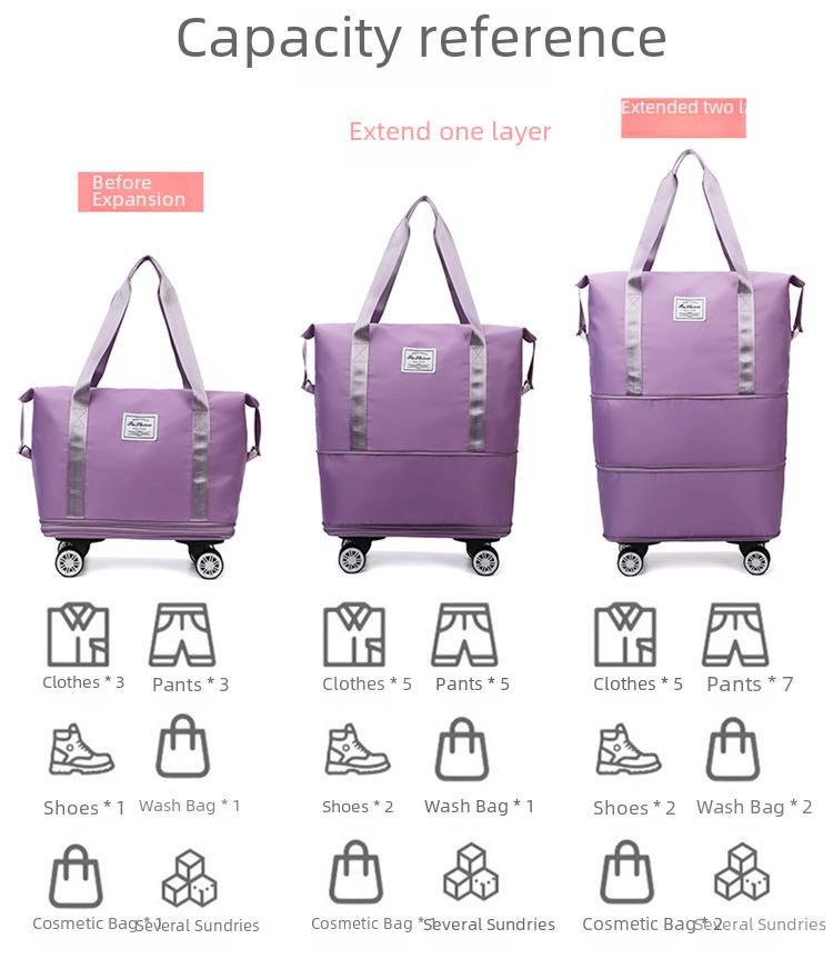 Большая вместительная сумка на колеса: Съемный шкив, сухое и мокрое разделение, 5 цветов, подходит для контролируемых перевозок.