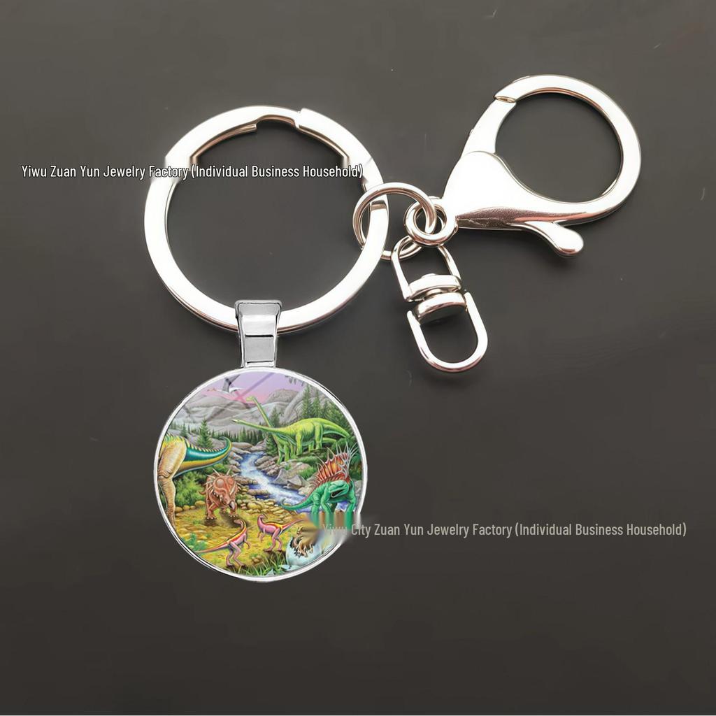 Dinosaur Keychain Pendant: T-Rex, Pterodactyl, Diplodocus, Spinosaurus with Metal Lobster Clasp - Popular European & American Design